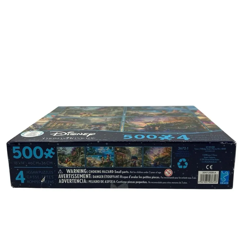 Disney Snow White Puzzle Set 4x500 Piece Thomas Kinkade Pocahontas Mickey Ceaco